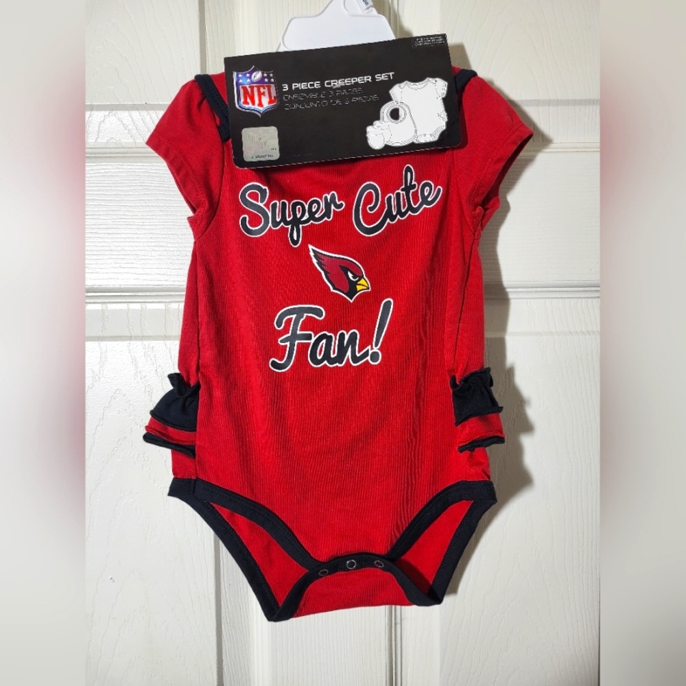 New-Baby NFL Arizona  Cardinals  Creeper Bib Booties Set